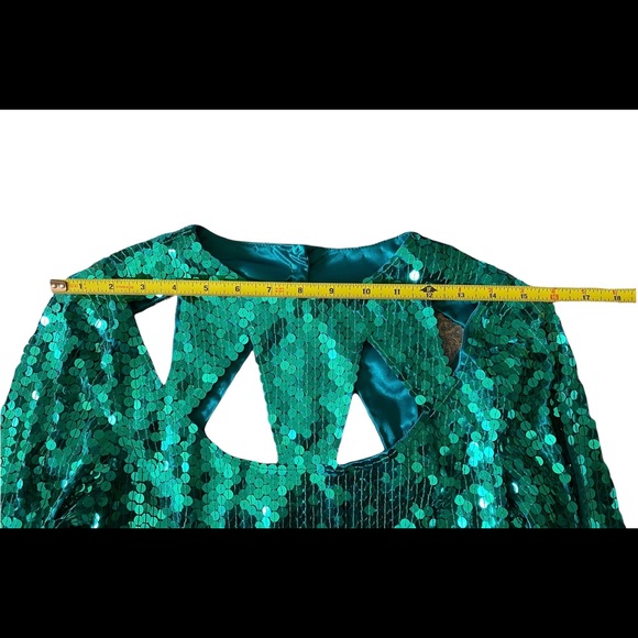 NWT Vintage Teal Sequin Dress With Cutouts By NiteLine Della Roufogali Size 8 - Picture 8 of 10